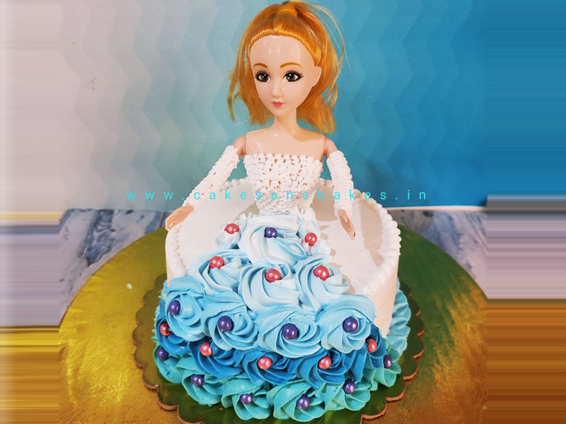 Blue and White Customized Doll cake