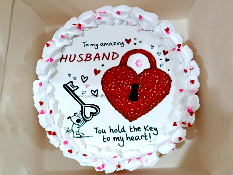 Heart Shaped Birthday Cake for Husband | Order Online | YummyCake